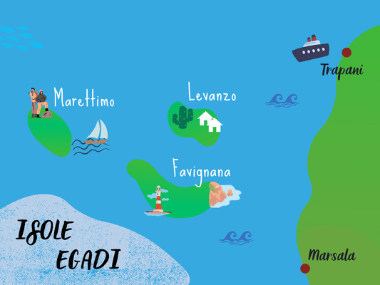 Isole Egadi - arcipelago siciliano con scogli dolomitici rosa al tramonto e mare cristallino