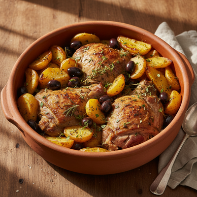 Agnello al Forno con Patate e Olive Nere Calabresi