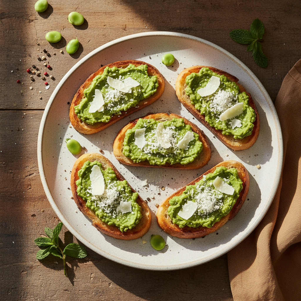Bruschette con Crema di Fave e Pecorino Calabrese
