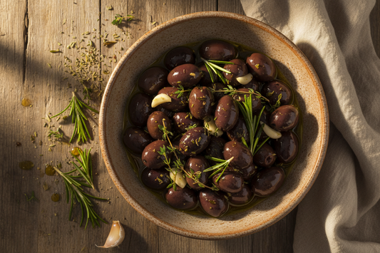 Olives Noires Monacali Marinées aux Herbes Aromatiques