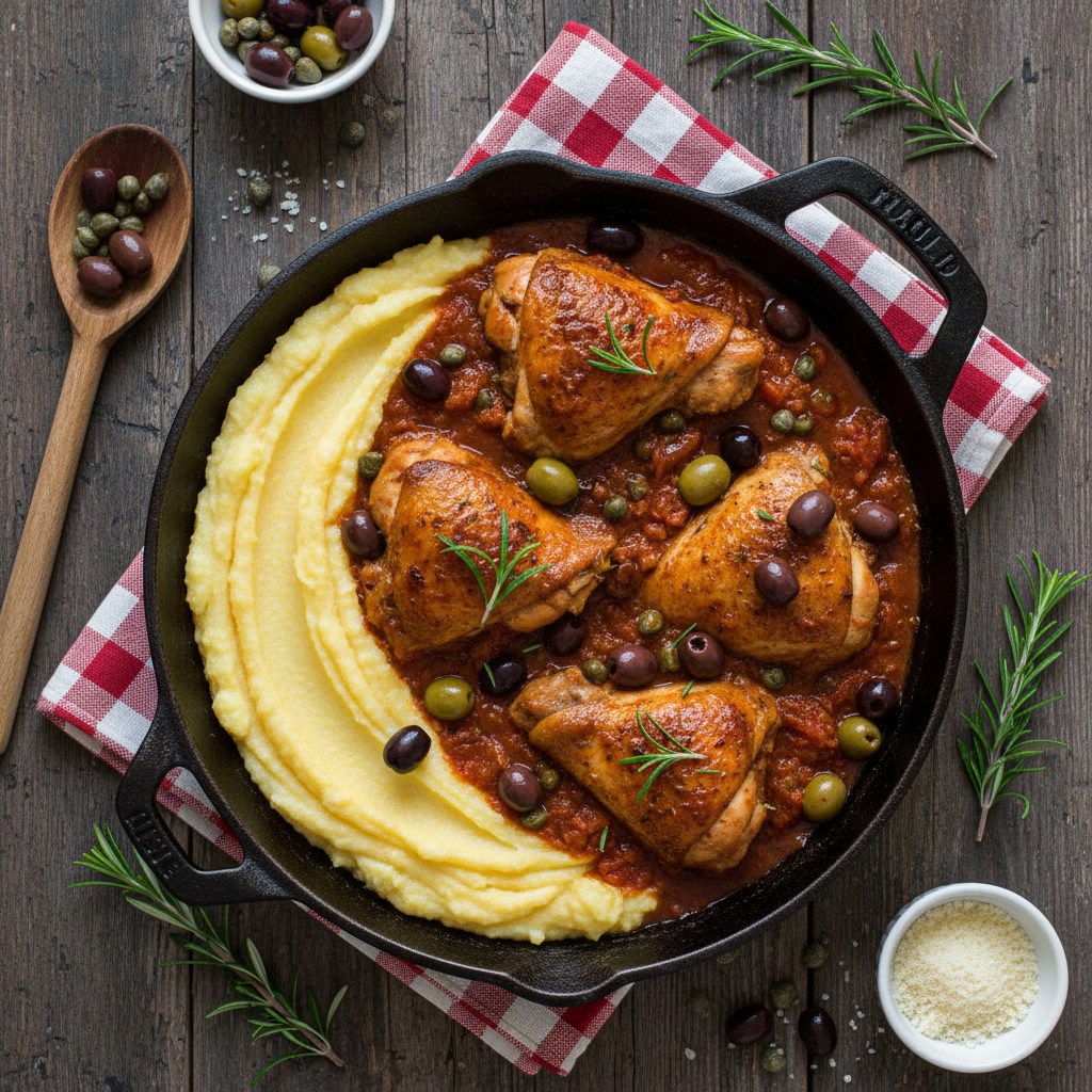 Pollo alla Cacciatora con Polenta Morbida