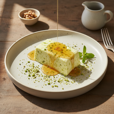 Semifreddo al Bergamotto con Miele e Pistacchi