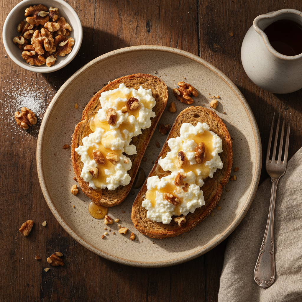 Toast Integrale con Ricotta, Miele e Noci