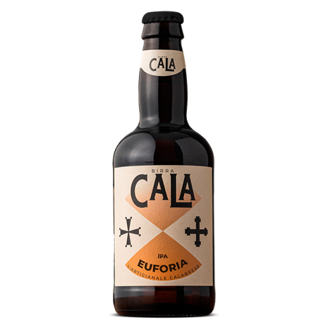Birra Artigianale Calabrese Euforia, bottiglia da 33 cl, birra IPA calabrese, vino in vetro dalla Calabria.