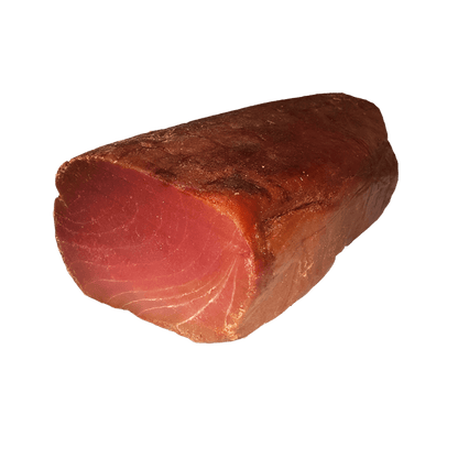 Bresaola di Tonno del Mediterraneo 500 gr, pregiato salume ittico essiccato, dal colore rosa intenso.