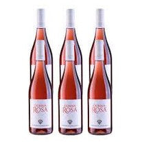 Four bottles of Masseria San Francesco Donna Rosa 0.75 cl IGT Calabria Rosato wine with a pink hue.