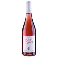 Bottle of Masseria San Francesco Donna Rosa 0.75 cl IGT Calabria Rosato wine, Gaglioppo varietal, perfect for pairing with seafood.